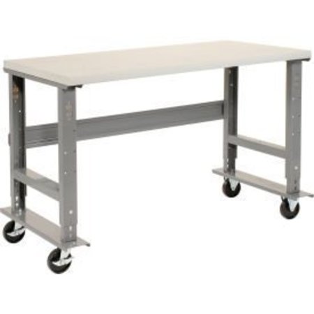 48x30 Mobile Adj. Height C-Channel Leg Workbench - Laminate Square Edge